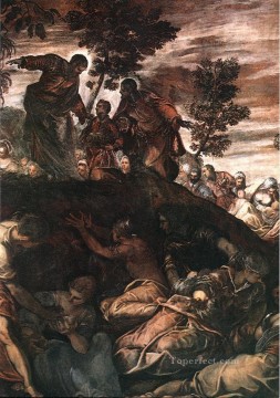 Tintoretto Painting - El milagro de los panes y los peces Tintoretto del Renacimiento italiano